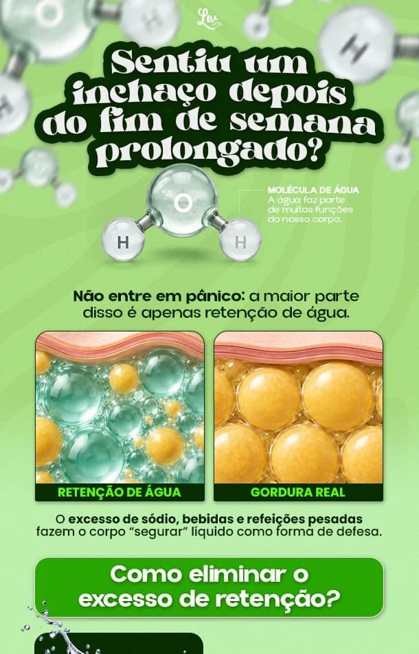 E-mail de conteúdo da Lev sobre retenção de água depois do fim de semana
